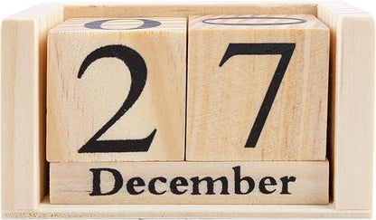 Framendino, Natural Vintage Wood Calendar Rustic Block Chic Perpetual Desktop Wooden Cubes for Home Office Desk Decoration