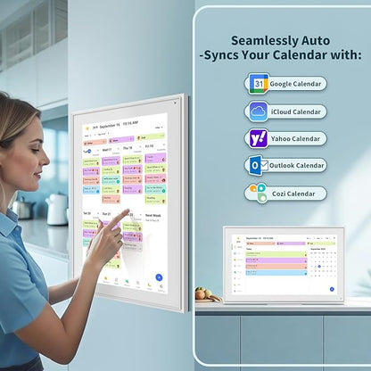 Canupdog Digital Calendar, 21.5 Inch Electronic Calendar Chore Chart & Wall Planner, IPS HD Touchscreen Interactive Display for Family Schedules, Streamline Household Organization, Christmas Gifts for Women Mom