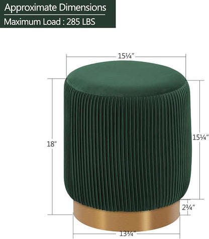 DUHOME Modern Round Velvet Ottoman Footrest Vanity Stool Dark Green