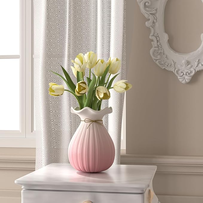 OERGKE 3-Pack Ceramic Vase with Painting Kit, Small vases for Flowers, Modern Rustic Boho Vases for Home Living Room Farmhouse Decor Dining Table Bedroom Table and Kitchen Shelf (Pink)