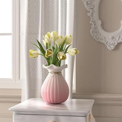 OERGKE 3-Pack Ceramic Vase with Painting Kit, Small vases for Flowers, Modern Rustic Boho Vases for Home Living Room Farmhouse Decor Dining Table Bedroom Table and Kitchen Shelf (Pink)