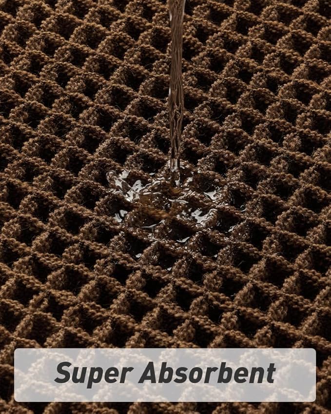 AMOAMI Upgraded Waffle Bath Mat, Super Absorbent Non Slip Bath Mats for Bathroom Floor, Machine Washable Bathroom Rugs with Tassels, Rubber Backed Bathroom Mats, Ultra Soft, 17" x 24",Terracotta