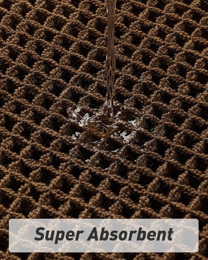 AMOAMI Upgraded Waffle Bath Mat, Super Absorbent Non Slip Bath Mats for Bathroom Floor, Machine Washable Bathroom Rugs with Tassels, Rubber Backed Bathroom Mats, Ultra Soft, 17" x 24",Terracotta