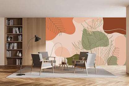 Tropical Wallpaper Abstract Botanical Leaf Wall Mural for Living Room Bedroom（Not Peel and Stick）