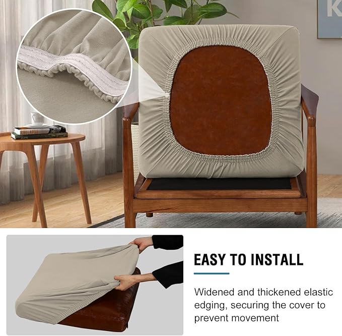 H.VERSAILTEX Couch Cushion Covers Stretch Fleece Couch Covers for Modern Living Room Chair Thick Soft Accent Chair Cover Washable(Seat Cushion Cover Plus Back Cushion Cover,Oatmeal)