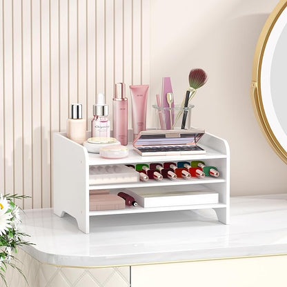 Bamboo Desk Organizer Mail Holder Countertop Letter Tray File Organizer for Desk Letter Sorter Paper File Storage for School Home Office Supplies
