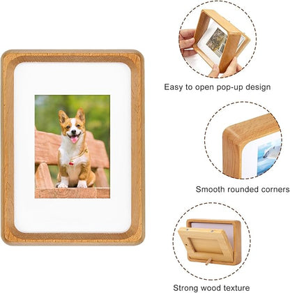 5x3.5 inch Natural Wood Picture Frame, Tabletop Wooden Small Photo Frame with Mat, Display Pictures 2x2.76 with Mat or 3.5x5 Without Mat for Desktop Display, Mini Photo Picture Frame (Beech)