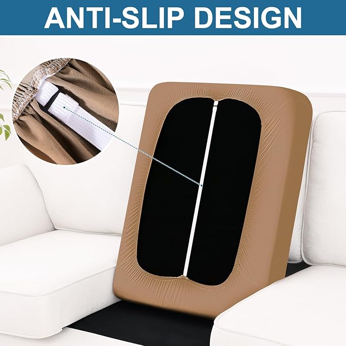 Smiry Printed Couch Cushion Covers, Stretch Soft Couch Covers for Sofa, Washable Non-Slip Sofa Slipcover Furniture Protector for Indoor and Outdoor (Medium, Camel)