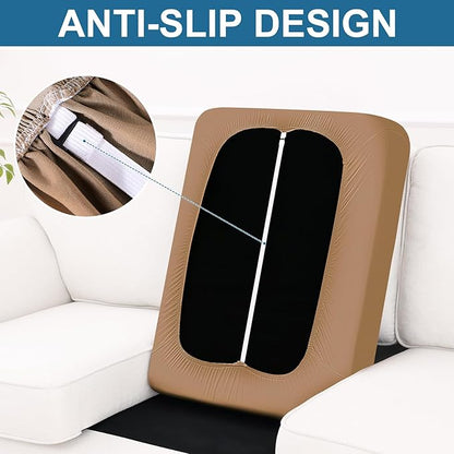 Smiry Printed Couch Cushion Covers, Stretch Soft Couch Covers for Sofa, Washable Non-Slip Sofa Slipcover Furniture Protector for Indoor and Outdoor (Medium, Camel)