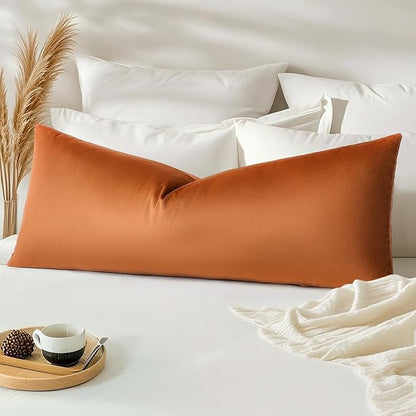 Artscope Luxury Velvet Lumbar Pillow Cover Super Soft Decorative Rectangle Throw Pillow Covers Case Cushion Covers for Sofa Couch Bedroom Car Decor 14x36 Inch Orange