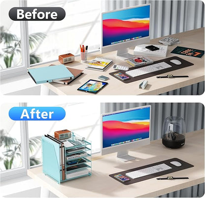 gianotter Desk Organizers and Accessories, 6-Tier Paper Organizer with File Holder, Document Organizer, Office Decor, Home Office Essentials (Blue)