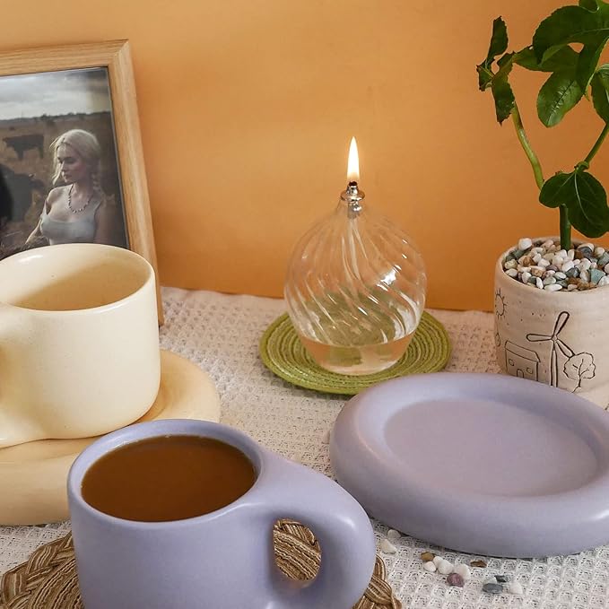 Refillable Liquid Petite Glass Oil lamp, Sturdy Borosillicate Glass Oil Candle, Unique Internal Thread Appearance for Fine Dining & Restaurants or Home