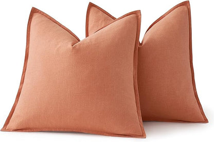 MIULEE Decorative Linen Pillow Covers 20x20 Inch Coral Boho Farmhouse Neutral Spring Couch Throw Pillows for Bed Pack of 2 Accent Modern Pillowcase Summer Sofa Livingroom Home Decor