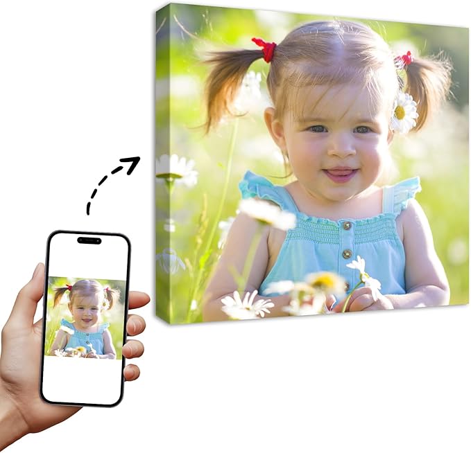 YYYYHPP Canvas Prints with Your Photos, Personalized Photo to Canvas Wall Art,Canvas Printing for Wedding, Family, Baby, Pets, Home Office Decor, Wrapped Frame 16"x16"