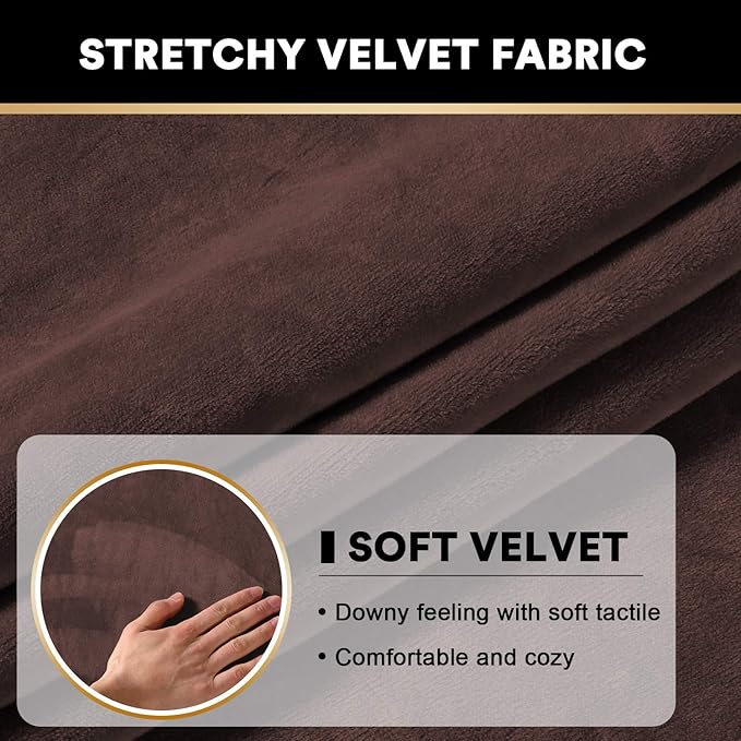 PrinceDeco Couch Cushion Cover Cushion Slipcover for Chair Sofa Cushion Furniture Protector Seat Cushion Sofa Cover for Dog Pet Kid with Elastic Straps Width Up to 29.5", Brown