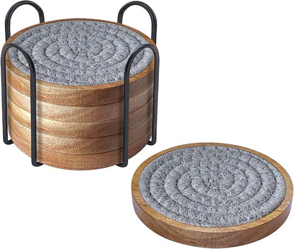 6 Pack Coasters for Drinks Absorbent, 4.3 inches Cute Coasters for Kitchen, Farmhouse, Bar, and Office (Gray)