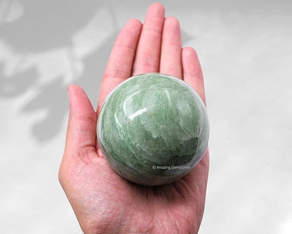 Amazing Gemstone Green Aventurine Crystal Ball with Stand - 3 Inches Large Crystal Sphere Meditation Balls for Witchcraft and Decorative Balls