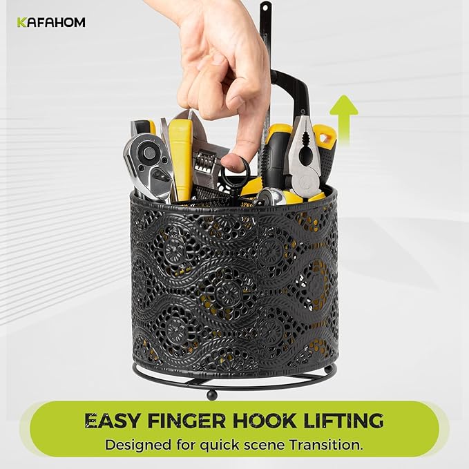 KAFAHOM Bucket Tool Organizer, Heavy Duty Metal Bucket Tool Caddy, Tool Storage for Garden, Construction, Carpenter, Electrician, Builder
