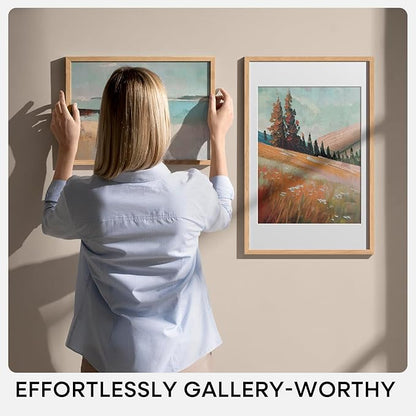 Homeforia 20x24 Picture Frame Wood, High End Natural Oak 20x24 Frame Matted to 16x20 Photo, 20 x 24 Light Wooden Poster Frames with Mat 16 by 20, 24by20 Thin Frames, Tempered Glass, Wall Kit, Set of 1