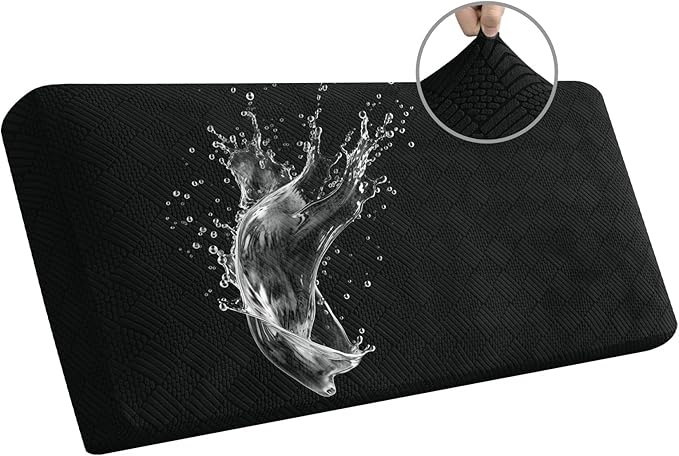 Easy-Going Waterproof Couch Cushion Covers for Couches and Sofas, Stretch Jacquard Sofa Seat Cover Replacement for Dogs, Pets & Kids, Durable Furniture Protector for Sofa Cushions, Black