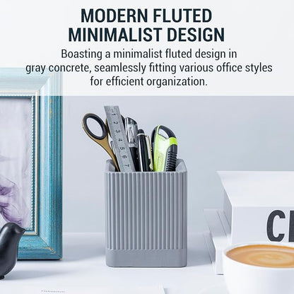 MyGift Pen Holder Pencil Holder For Desk Desktop Pen Cup Holder Gray Concrete Modern Office Supplies