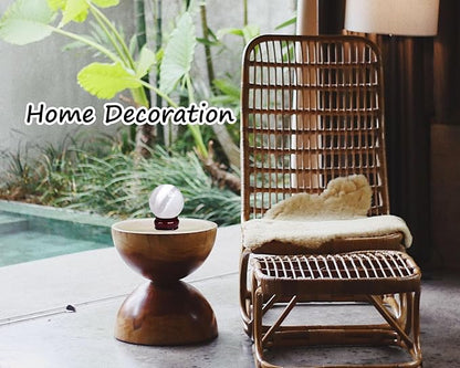 JIC Gem Selenite Crystal Ball with Wooden Stand Healing Crystal Sphere for Meditation, Home Decoration 2-2.3 Inch(50-60mm)