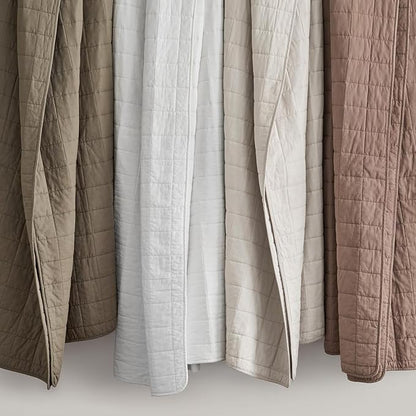 EVERGRACEHOME 100% Cotton Box Stitch Quilt Bedding Set King Size 3 Pieces, Garment-Washed Lightweight Soft Cozy Coverlet, Oversized Quilted Bedspread Sets with 2 Shams for All Season, Mocha Brown