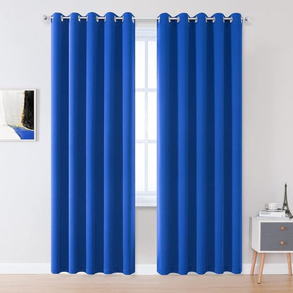 DUALIFE Royal Blue Grommet Room Darkening Curtains 60 x 84 Inches, 2 Panels