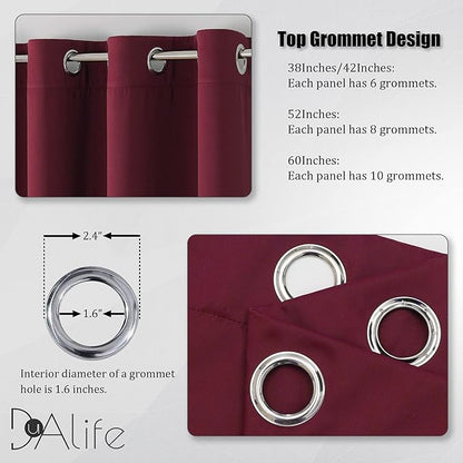 DUALIFE Burgundy Red Curtains for Bedroom Extra Long Drapes 120 Inches Long for Living Room 60 by 120 Inch Length, Set of 2, Grommet Top