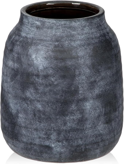 Briful 8.3in Rustic Large Ceramic Vase, Vintage Farmhouse Terra Cotta Pottery Pampas Vases for Home Living Room Kitchen Decor, LightSlateGray