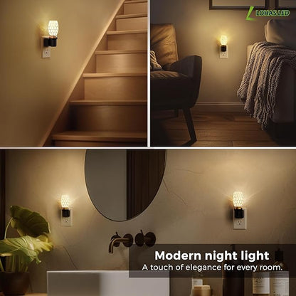 L LOHAS LED Night Light, LED Night Lights Plug into Wall, Dimmable Night Light with Auto Light Sensor, 3000K Warm White 0-100LM, Adjustable Brightness Nightlight, Bathroom Hallway Bedroom