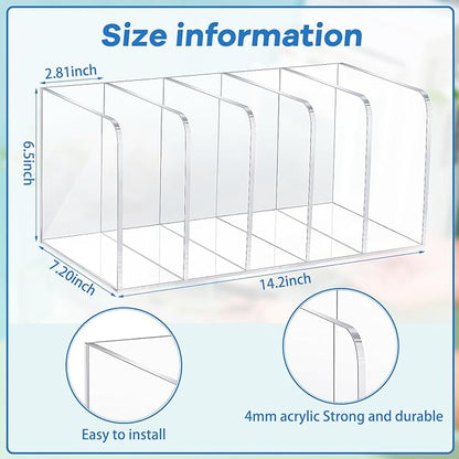 Suzile 2 Sets of Clear Acrylic Magazine Holder with 5 Vertical Compartments Magazine File Holder Acrylic Desk Organizer Book Rack for Desk Sorter Paper Folder Office Accessories Storage Organization