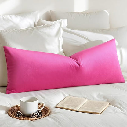 Artscope Luxury Velvet Lumbar Pillow Cover Super Soft Decorative Rectangle Pillowcases Soft Solid Cushion Cases for Couch Sofa Bedroom Car Decor 14x36 Inch Hot Pink