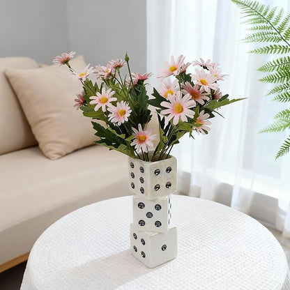 Ceramic Dice Vase - Unique Decor for Dried Flowers, Rose, Pampas Grass - Stunning Design for Any Modern Space for Inspiring Smiles