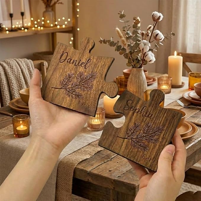 Luxury Custom Couples Wooden Coaster, Gifts for Boyfriend Girlfriend, Valentines Day Gift Gor Him Her, Wedding, Birthday, Anniversary, Christmas 1