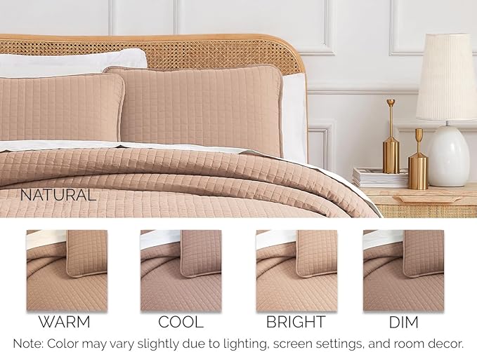 Southshore Fine Living, Inc. Full/Queen Quilt Set, Stitched Full Size with 2 Matching Pillow Shams, Lightweight Quilt Coverlet, Easy Care Machine Washable Queen Size Quilt Bedspread, Blush