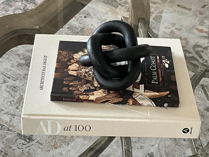3-Link Wood Chain Link Coffee Table Decor, Black Wooden Knot Decor for Coffee Table Farmhouse Decortive for Home Boho Modern Shelf Decortion(Black)
