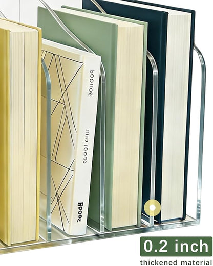Acrylic Desk Organizer 5 Vertical Compartments Office Organization Clear Magazine Holder,Office Home Classroom File Organizer for Desk