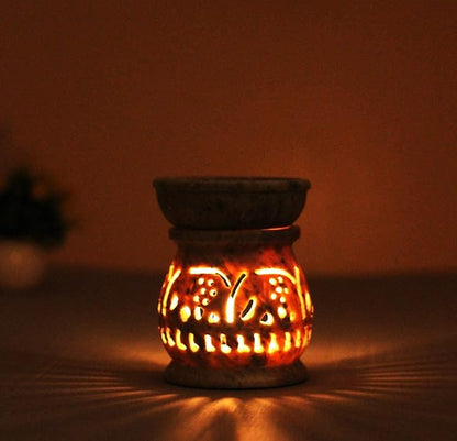 Thanksgiving Day Gifts Hand Carved Soapstone Essential Oil Burner Diffuser with Tea Light Holder Aromatherapy | Aroma Diffuser for Spa, Yoga, Meditation (Elephant)