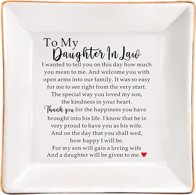 SUNBMO Ceramic Jewelry Dish - Perfect Daughter in Law Wedding or Birthday Gift from Mother in Law