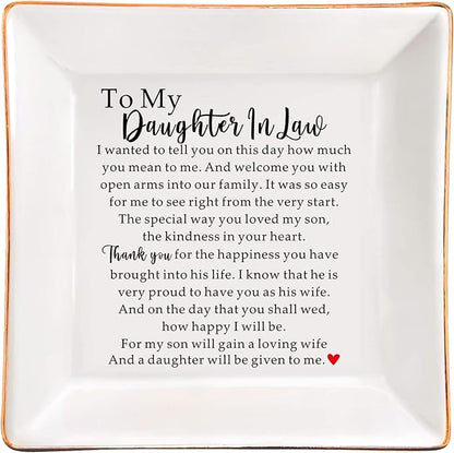 SUNBMO Ceramic Jewelry Dish - Perfect Daughter in Law Wedding or Birthday Gift from Mother in Law