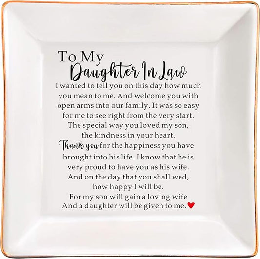 SUNBMO Ceramic Jewelry Dish - Perfect Daughter in Law Wedding or Birthday Gift from Mother in Law