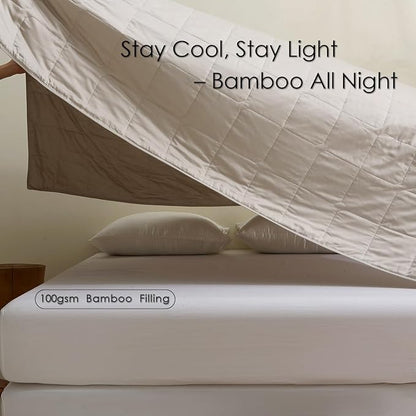 EP Mode Lightweight Quilt Blanket for Summer, Viscose from Bamboo Fabric & Filling, Natural, Breathable & Machine Washable- Sandshell, Queen