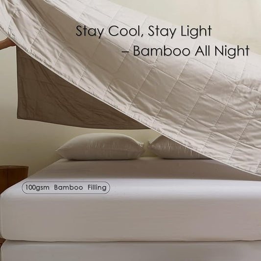 EP Mode Lightweight Quilt Blanket for Summer, Viscose from Bamboo Fabric & Filling, Natural, Breathable & Machine Washable- Sandshell, Twin
