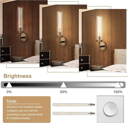 Bronze Wall Sconces, 19.48'' Brushed Brass Knurled Bathroom Sconces Wall Lighting Vanity Light with Clear Glass, Indoor Wall Mount Light for Living Room Mirror Bedroom Stairs