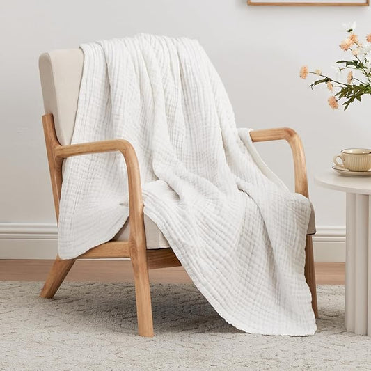 Love's cabin 6-Layer Muslin Blanket – 100% Cotton Breathable Throw for Couch & Bed (50"x60")