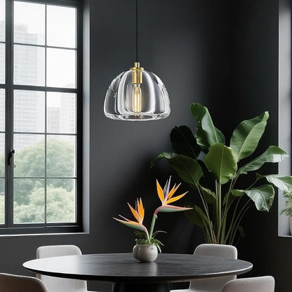 Modern Gold Pendant Lights Kitchen Island Ceiling Chandelier Indoor Crystal Hanging Light Fixtures for Dining Room Kitchen Living Room Bedroom（B-2Pack）