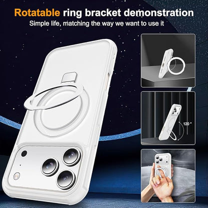 Compatible with iPhone 17 Pro Max Case with Invisible Magnetic O-Ring Stand Military-Grade Phone Case for iPhone 17 ProMax 6.9" [Compatible with Mag-Safe][Great Grip Feeling],Translucent