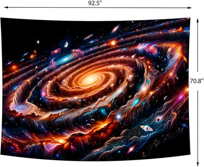 Delur Galaxy Tapestry Spiral Universe Planet Starry Sky Wall Hanging Tapestry Outer Space Nebula Cosmic Psychedelic Abstract Headboard for Bedroom Living Room Home Decor (70.8" x 92.5")