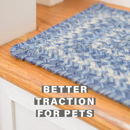 Homespice Denim Jute Braided Stair Treads for Wooden Steps, Country Coastal Decor, Set of 13, Blue 8x28 Rectangle Rugs for Stairs - Easy to Clean, Tightly Stitched and Durable